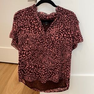 J Crew Leopard Ruffle Top